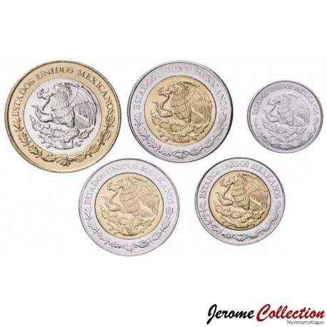 MEXIQUE - SET / LOT de 5 PIECES - 50 Centavos 1 2 5 10 Pesos - 2023 / 2024 – Km603 604 605 606 936 – JeromeCollection