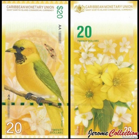 SAINT MARTIN - Billet de 20 Dollars - Oiseau Western Tanager - 2019 – 0020 – JeromeCollection