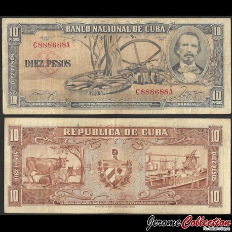 CUBA - Billet de 10 Pesos - Carlos Manuel de Céspedes - 1956 – P88a – JeromeCollection