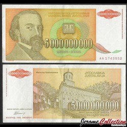 YOUGOSLAVIE - Billet de 5000000000 Dinara - Đura Jakšić - 1993 – P135 – JeromeCollection