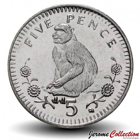 GIBRALTAR - PIECE de 5 Pence - Macaque de barbarie et Ibéris de Gibraltar - AA - 2003 – Km775 – JeromeCollection