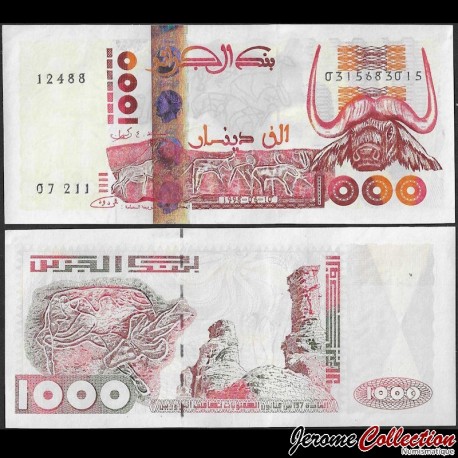 ALGERIE - Billet de 1000 Dinars - Gravures rupestres de tassili - 10.06.1998 – P142b1 – JeromeCollection