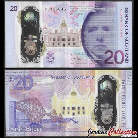 ECOSSE / BANK OF SCOTLAND - Billet de 20 Pounds - Sir Walter Scott / Ponts - 16.08.2021 – P132b – JeromeCollection