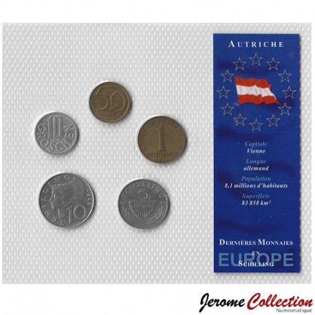 AUTRICHE - SET / LOT de 5 PIÈCES - 10 50 Groschen 1 5 10 Schilling - 1974 / 1990 – KM2878 2885 2886 2889a 2918 –