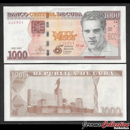 CUBA - Billet de 1000 Pesos - 65 ans du système bancaire cubain (1960-2025) - 2025 – P134 – JeromeCollection