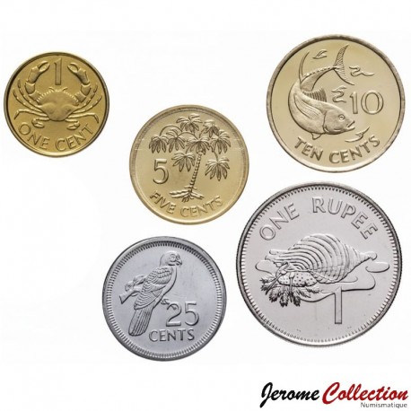 SEYCHELLES - SET / LOT de 5 PIECES - 5 10 25 Cents 1 2 Rupees - Faune & Flore - 2004 / 2012 – Km46 47a 48a 49a 50 –