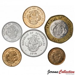 SEYCHELLES - SET / LOT de 6 PIECES - 1 5 10 25 Cents 1 10 Rupees - 2016 / 2022