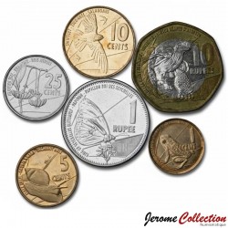SEYCHELLES - SET / LOT de 6 PIECES - 1 5 10 25 Cents 1 10 Rupees - 2016 / 2022 – Km176 177 178 179 180 182 –