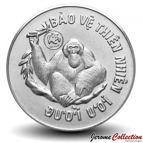 VIETNAM - PIECE de 100 Dong - orang-outan - 25ème anniversaire du WWF - 1987 – Km28 – JeromeCollection