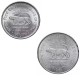 INDE - SET / LOT de 2 PIECES de 1 et 2 ROUPIES - Jubilé de Platine de la Banque Royale d'Inde - TIGRE - 2010 – Km385
