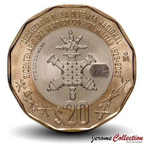 MEXIQUE - PIECE de 20 Pesos - Bicentenaire de l'Académie militaire du Mexique - 2023 – Km1001 – JeromeCollection