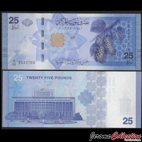 SYRIE - Billet de 25 Livres syriennes - Mûres de Damas - 2025 – P120 – JeromeCollection