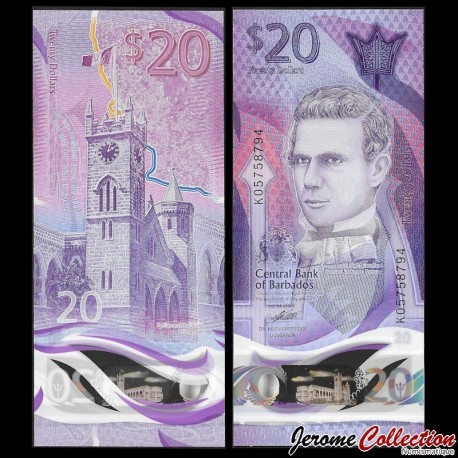 BARBADE - Billet de 20 Dollars - Samuel Jackman Prescod - Polymer - 2024 – P83b – JeromeCollection
