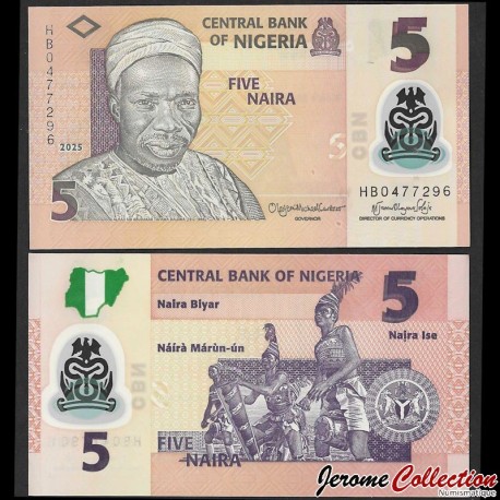 NIGERIA - Billet de 5 Naira - Joueurs de tambours - 2025 – P38o – JeromeCollection