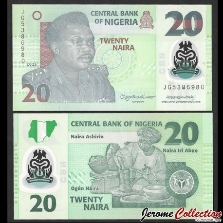 NIGERIA - Billet de 20 Naira - Polymer - 2025 – P34t – JeromeCollection