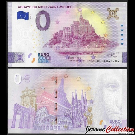 BILLET TOURISTIQUE - ZERO 0 EURO - FRANCE - Abbaye du Mont-Saint-Michel (Patch holographique OR) - UEBF - 2026-3 –