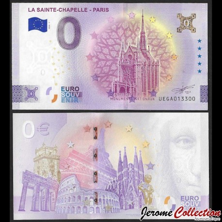 BILLET TOURISTIQUE - ZERO 0 EURO - FRANCE - LA SAINTE CHAPELLE - PARIS (Patch holographique OR) - UEGA - 2026-1 –