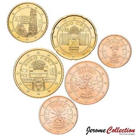 AUTRICHE - SET / LOT de 6 PIECES de 1 2 5 10 20 50 Cents - Fleurs d'Autiche - 2020 – Km3082 3083 3084 3139 3140 3141