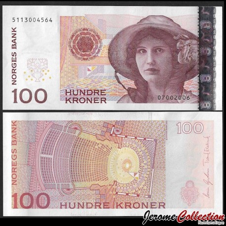 NORVEGE - Billet de 100 Kroner - Kirsten Flagstad - 2006 – P49c – JeromeCollection