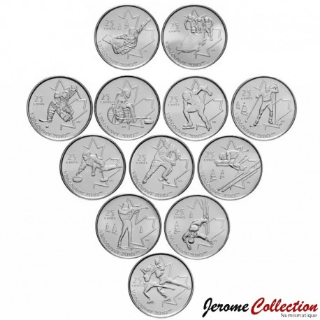 CANADA - SET / LOT de 12 PIECES de 25 Cents - VANCOUVER 2010 - 2007 / 2008 / 2009 – Km682 683 684 685 686 765 766 768