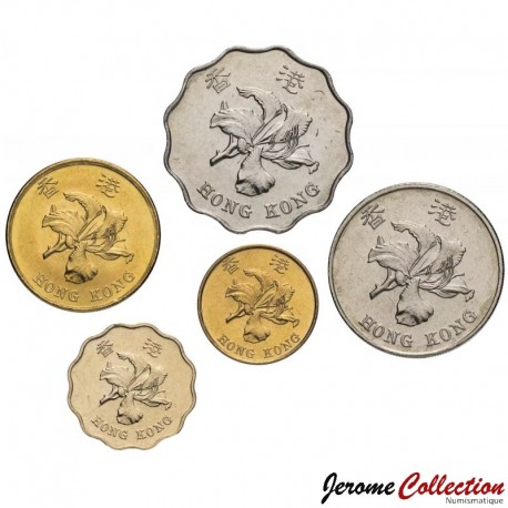 HONG-KONG - SET / LOT de 5 PIECES de 10 20 50 Cents - 1 2 Dollars - Série rétrocession à la Chine -1997 – Km72 73 74 75