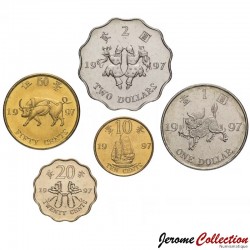 HONG-KONG - SET / LOT de 5 PIECES de 10 20 50 Cents - 1 2 Dollars - Série rétrocession à la Chine -1997