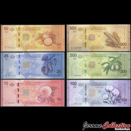 SYRIE - SET / LOT de 6 Billets de 10 25 50 100 200 500 Livres syriennes - 2025 – P119 120 121 122 123 124 –
