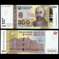 TADJIKISTAN - Billet de 200 Somoni - Nusratullo Maxsum / Bibliothèque nationale du Tadjikistan - 2018 – P21b –