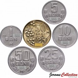 MOLDAVIE - SET / LOT de 5 PIÈCES - 1 5 10 25 50 / 50 Bani - 1993 / 2017 – Km1 2 3 4 7 10 – JeromeCollection