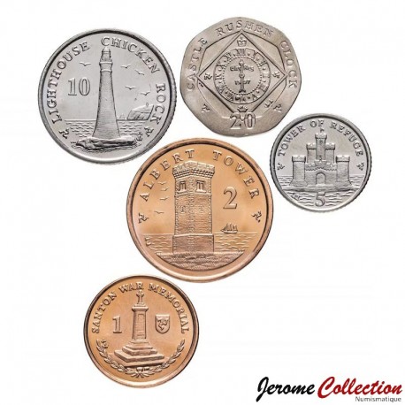 MAN (Ile de) - SET / LOT de 5 PIECES de 1 2 5 10 20 Pence - Série Monuments - 2007 – Km1253 1254 1255 1256 1257 –