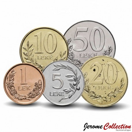 ALBANIE - SET / LOT de 5 PIECES - 5 10 20 50 LEKE - 2000 / 2016 – Km75a 76 77a 78a 79 – JeromeCollection