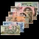 COREE DU NORD - SET / LOT de 6 Billets de 1 5 10 20 100 200 Won - 95e anniversaire de la naissance de Kim Il-sung -