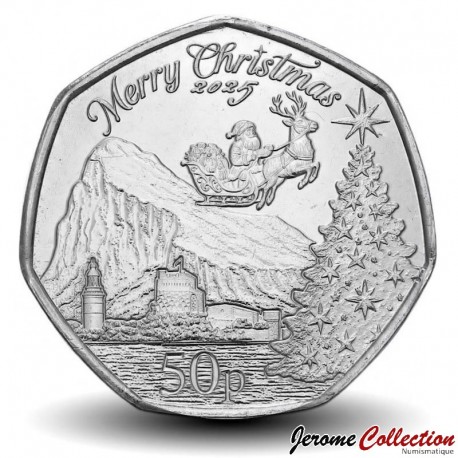 GIBRALTAR - PIECE de 50 Pence - Père Noël dans son traîneau - Charles III - 2025 – N530086 – JeromeCollection