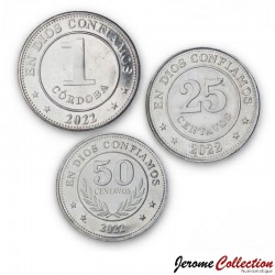 NICARAGUA - SET / LOT de 3 PIECES de 25 50 Centavos 1 Cordoba - 2022 – Km88b 104a – JeromeCollection