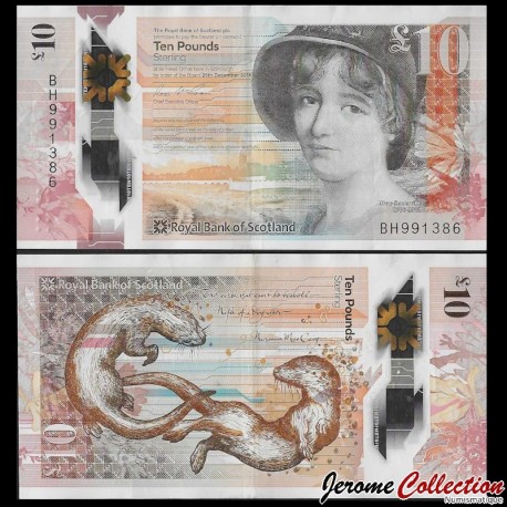 ECOSSE - Billet de 10 Pounds - RBS - Nan Shepherd / ​Loutres d'Europe - 29.1.2021 – P371b – JeromeCollection