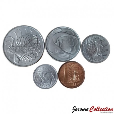 SINGAPOUR - SET / LOT de 5 PIECES de 1 5 10 20 50 Cents - Faune - 1967 / 1985 – Km1 2 3 4 5 – JeromeCollection