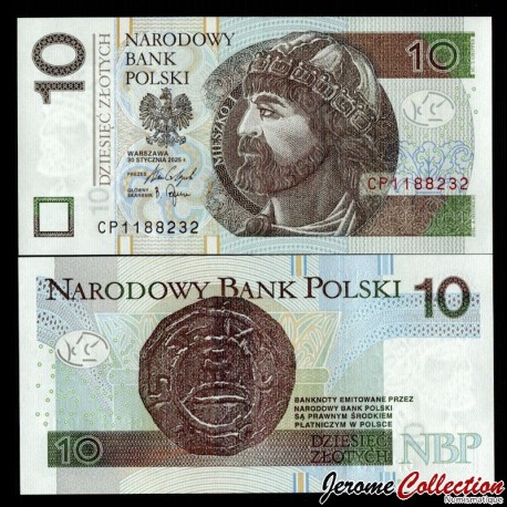 POLOGNE - Billet de 10 Złotych - Mieszko Ier de Pologne - 2025 – P183c – JeromeCollection