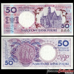 POLOGNE - Billet de 50 Złotys - Hôtel de Ville de Wrocław - 1990 – P169 – JeromeCollection