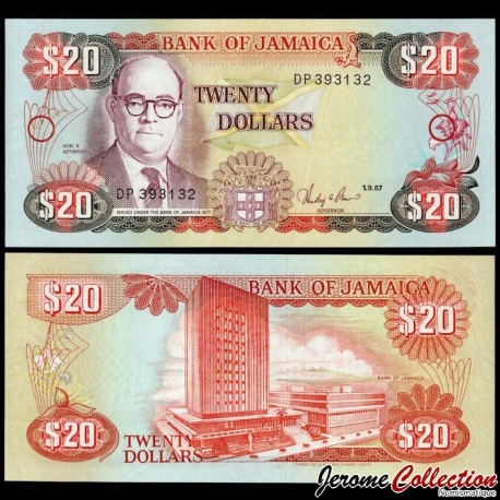 JAMAIQUE - Billet de 20 Dollars - Noel N. Nethersole - 01.09.1987 – P72b3 – JeromeCollection