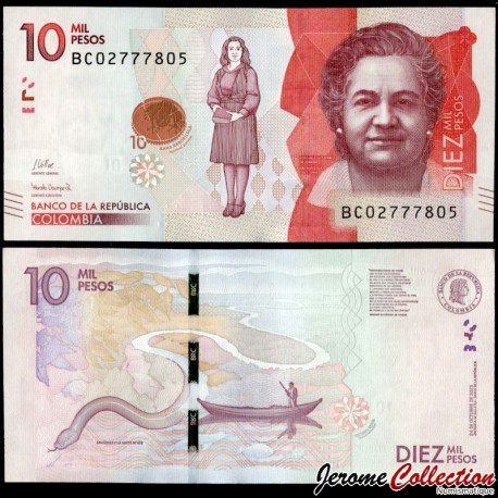 COLOMBIE - Billet de 10000 Pesos - Virginia Gutiérrez de Pineda - 24.10.2023 – P460h – JeromeCollection
