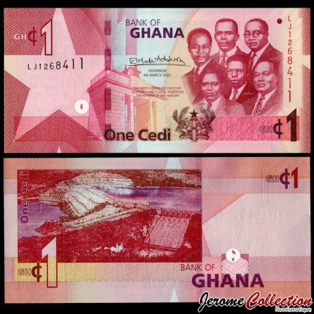 GHANA - Billet de 1 Cedi - Barrage d'Akosombo - 04.03.2022 – P45b – JeromeCollection
