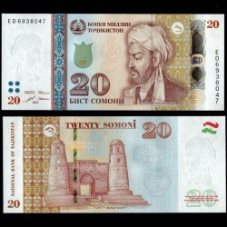 TADJIKISTAN - Billet de 20 Somoni - Avicenne - 2025 – P25f – JeromeCollection