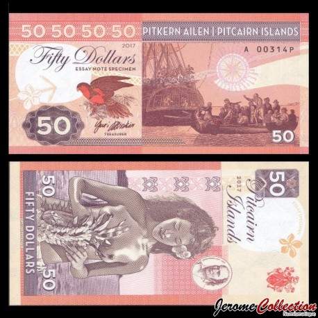 PITCAIRN - Billet de 50 Dollars - Bateau Bounty - Vahiné - 2017