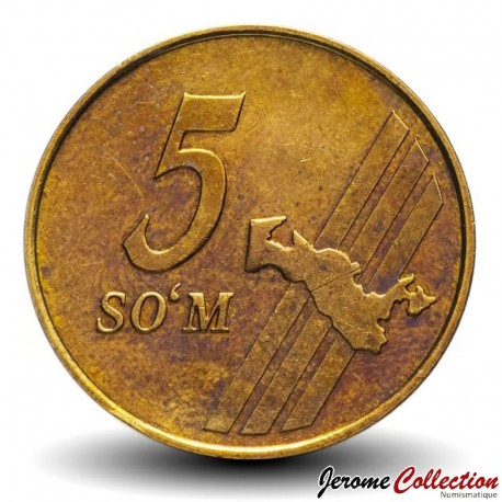 OUZBEKISTAN - PIECE de 5 Som - Carte de l'Ouzbékistan - 2001 – Km13 – JeromeCollection