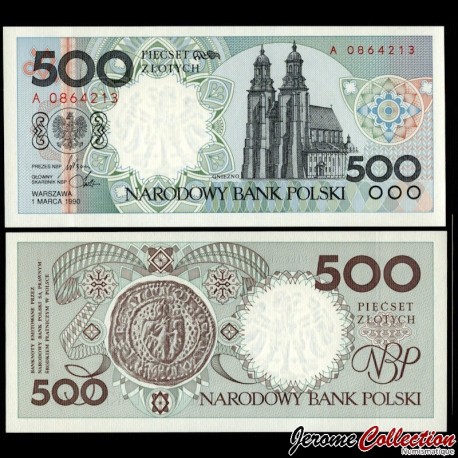 POLOGNE - Billet de 500 Złotys - Cathédrale de Gniezno - 1990 – P172 – JeromeCollection