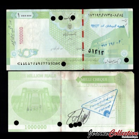 IRAN - Billet CHEQUE (BANK MELLI IRAN) de 1000000 Rials - Siège de la Banque Melli Iran - 2000 – MELLI1000000 –