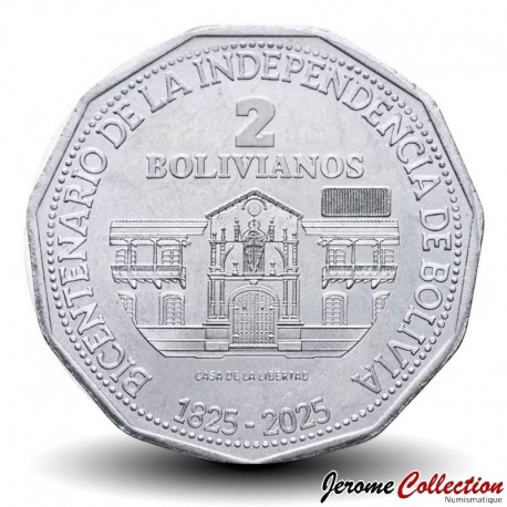 BOLIVIE - PIECE de 2 Bolivianos - Bicentenaire de l'indépendance de la Bolivie - 2025 – Km225 – JeromeCollection