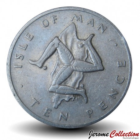 MAN (Ile de) - PIECE de 10 Pence - Symbole du drapeau de l'île de Man - 1978 – Km36.1 – JeromeCollection