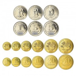 TADJIKISTAN - SET / LOT de 9 PIÈCES - 1 2 5 10 20 50 Diram - 1 3 5 Somoni - 2019 / 2023 – Km50 51 52 53 54 55 56 57 58