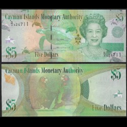 CAIMANS (ILES) - Billet de 5 Dollars - Elizabeth II, Tortues, Perroquets - 2018 – P39c – JeromeCollection